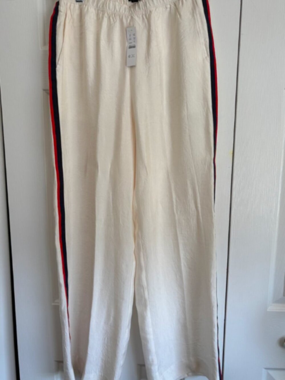 NWT J.Crew Stratus Pants Side-Stripe Ivory Pull-On Pant Size 4 - Picture 4 of 14